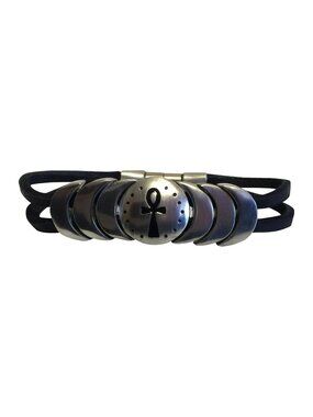 American USA Indian Magnetic Leather Bracelet Peace Sign LIFE Black NWT